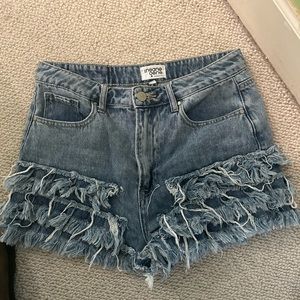 Denim shorts with detail, size M